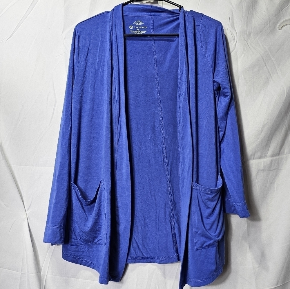 T by Talbots open front cover up blue Rayon from Bamboo